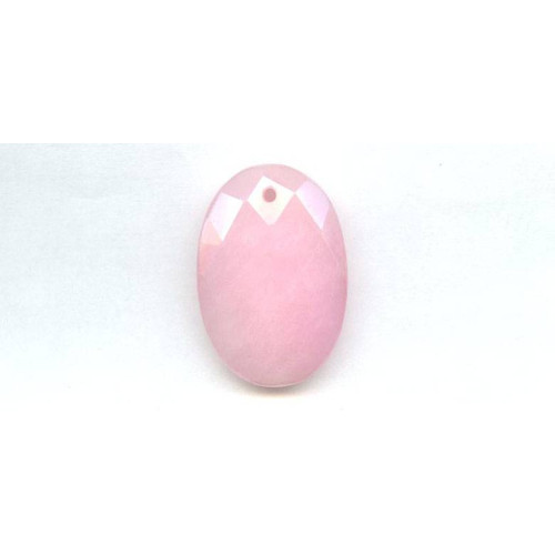 308-1138 Pink Jade <br>28x40 Faceted Flat Oval Pendant