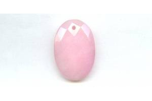 Pink Jade 28x40 Faceted Flat Oval Pendant