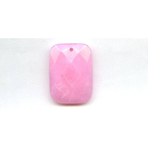 951-0002 Pink Jade <br>30x40 Faceted Rectangle Pendant