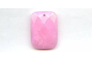 Pink Jade 30x40 Faceted Rectangle Pendant