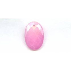 Pink Jade 28x40 Faceted Flat Oval Pendant