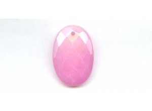 Pink Jade 28x40 Faceted Flat Oval Pendant