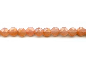 Peach Jade 10mm Faceted Coin