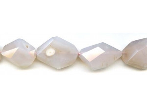 Pink Chalcedony 16-22x Faceted Flat Nugget