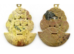 Yellow Turquoise 52x44 Carved Pendant