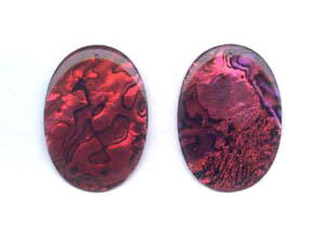 Dyed Abalone (Red) 32x45 Flat Oval Shell Pendant