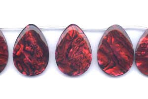 Dyed Abalone (Red) 25x35 Flat Pear Drop