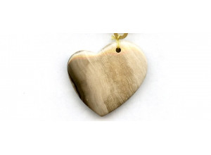 Wood Opalite 37x38 Heart Pendant