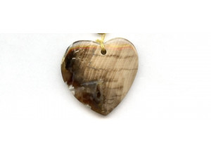 Wood Opalite 36x37 Heart Pendant