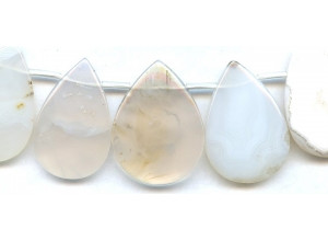 Pink Chalcedony 28-38x Flat Pear Drop