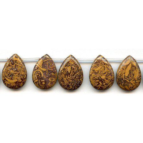 340-0019 Elephant Skin Jasper <br>18x25 Flat Pear Drop