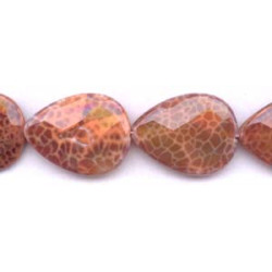 Crab Fire Agate 30x40 Faceted Flat Pear