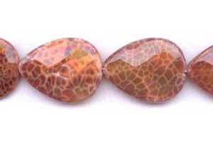 Crab Fire Agate 30x40 Faceted Flat Pear