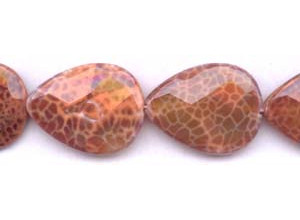 Crab Fire Agate 30x40 Faceted Flat Pear