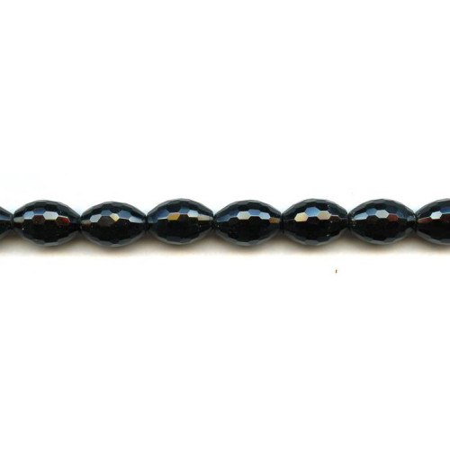 343-0010 Black Obsidian <br>10x15 Faceted Oval Rice