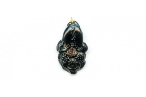 Black Obsidian 36x22 Carved Pendant