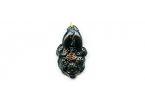 Black Obsidian 36x22 Carved Pendant