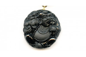 Black Obsidian 46x44 Carved Pendant