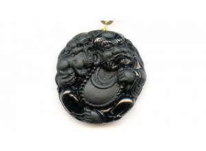 Black Obsidian 46x44 Carved Pendant