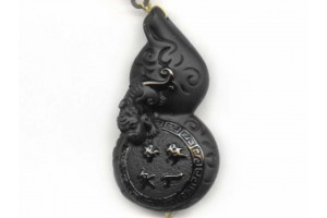 Black Obsidian 70x40 Carved Pendant