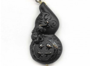 Black Obsidian 70x40 Carved Pendant