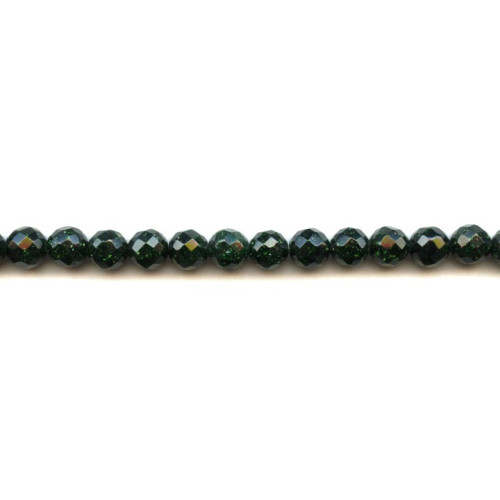 344-0004 Green Goldstone <br>8mm Faceted Round