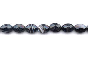 Black Sardonyx 10x14 Faceted Flat Oval