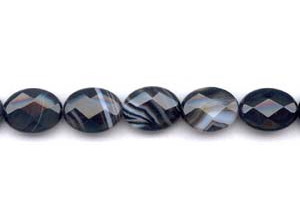 Black Sardonyx 15x20 Faceted Flat Oval