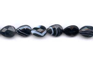 Black Sardonyx 13x18 Faceted Flat Pear