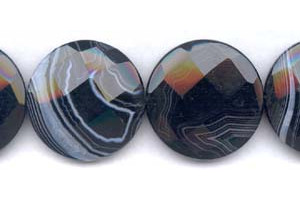 Black Sardonyx 40mm Faceted Coin