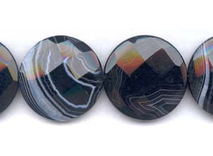 Black Sardonyx 40mm Faceted Coin