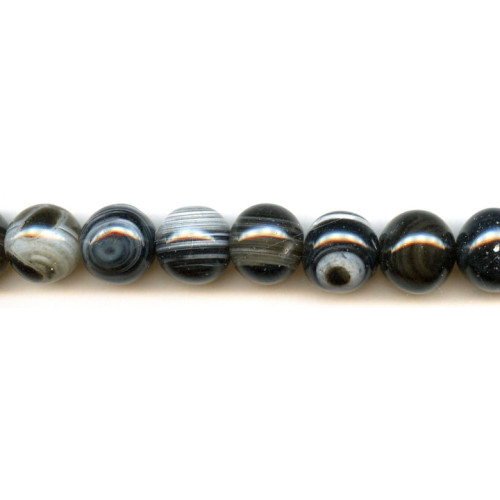 L4348-007 Black Sardonyx <br>13-18mm Round