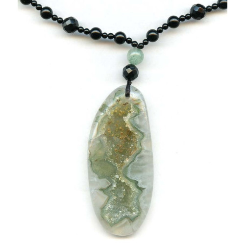 401-1104 Drusy Agate <br>70x32 Pendant