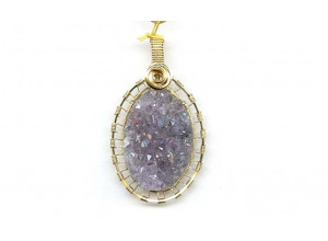 Drusy Agate 48x28 Wired Pendant