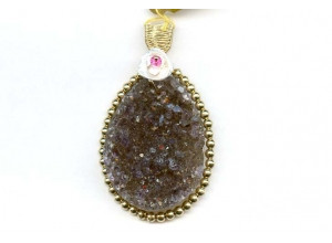 Drusy Agate 55x34 Wired Pendant