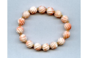 Pink Coral 10-11mm Carved Ball Bracelet