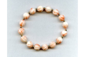 Pink Coral 9mm Carved Ball Bracelet