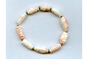 Pink Coral 7-9x Carved Tube Bracelet