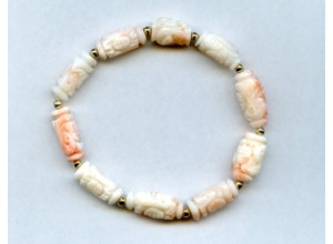 Pink Coral 7-9x Carved Tube Bracelet