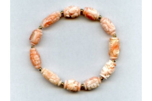 Pink Coral 8-9x Carved Tube Bracelet