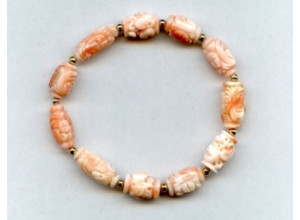 Pink Coral 8-9x Carved Tube Bracelet