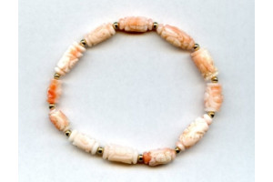 Pink Coral 6-8x Carved Tube Bracelet