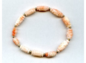 Pink Coral 6-8x Carved Tube Bracelet