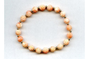 Pink Coral 7-8mm Carved Ball Bracelet