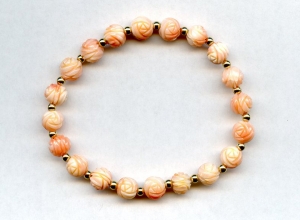 Pink Coral 7-8mm Carved Ball Bracelet