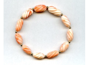 Pink Coral 8x Carved Oval Bracelet