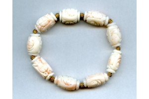 Pink Coral 9-13x Carved Tube Bracelet