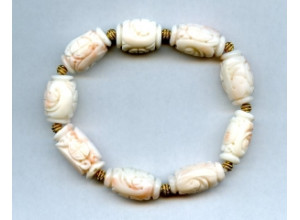 Pink Coral 9-13x Carved Tube Bracelet