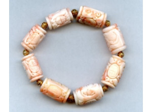 Pink Coral 13x Carved Tube Bracelet