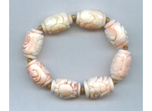 Pink Coral 15x Carved Tube Bracelet